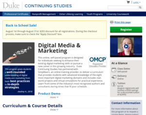 Digital Marketing Course Comparison Duke University OMCP