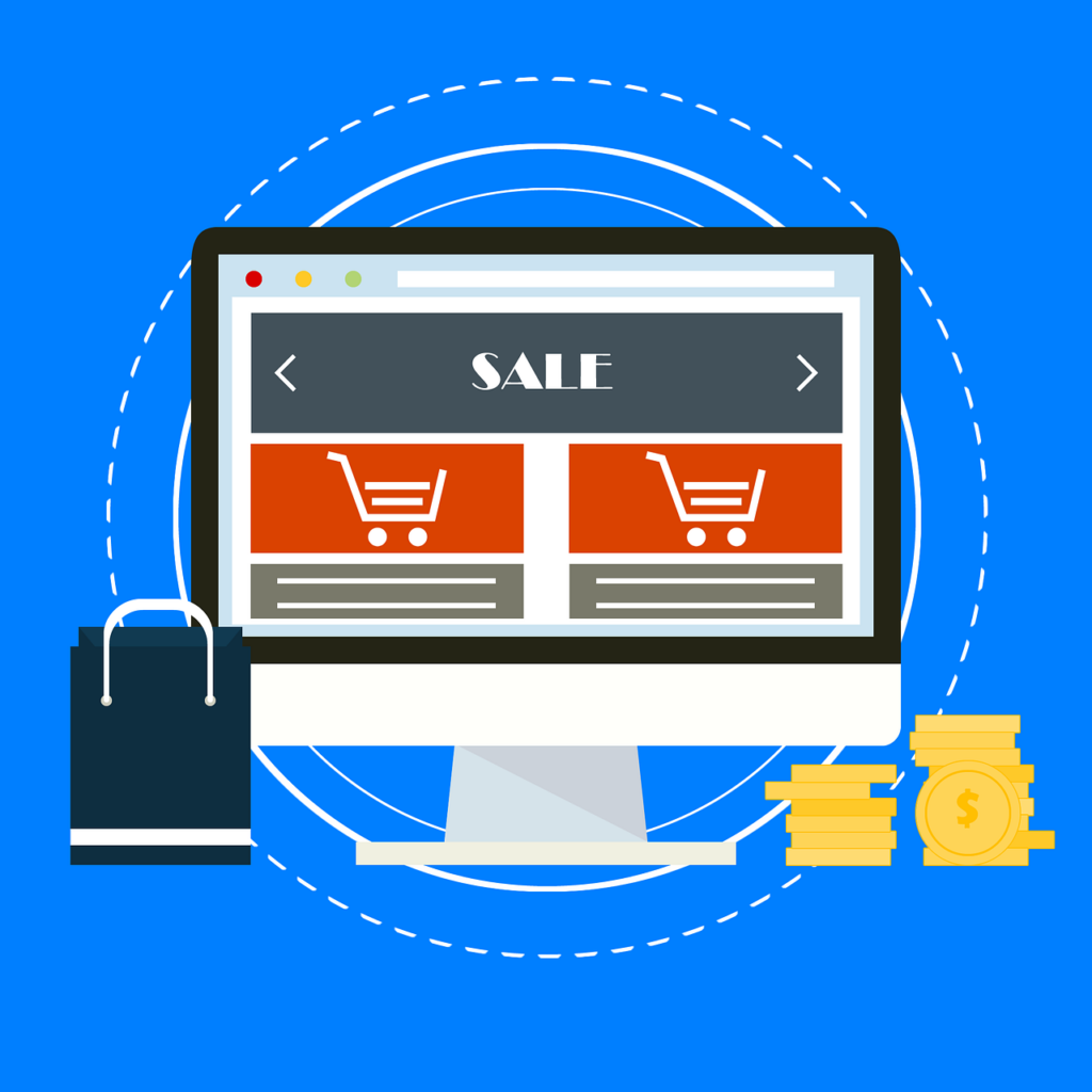 Illustration of a computer website that is conducting an ecommerce sale